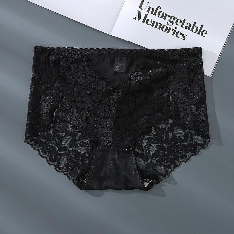 Tamanho grande triângulo para mulheres renda gelo seda sem costura roupa íntima algodão puro médio alcance, calcinha cintura média
