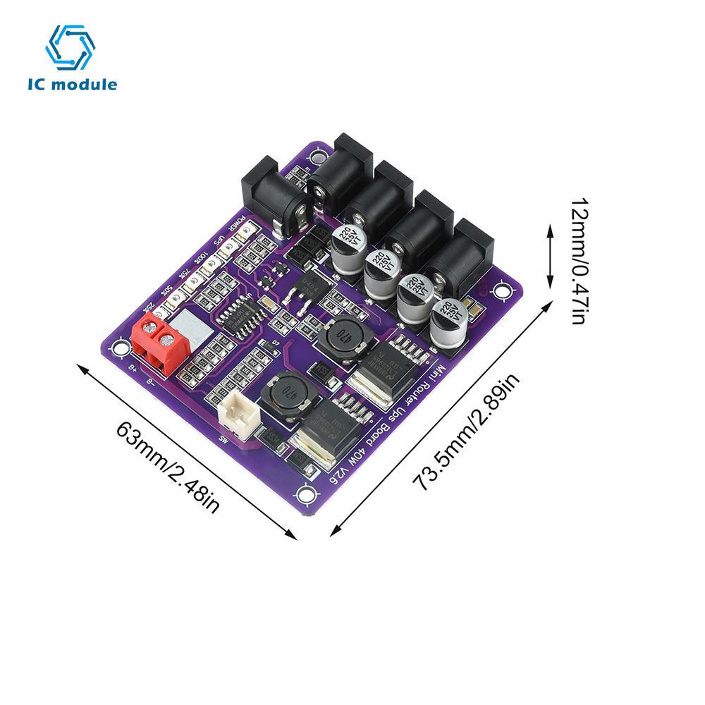 Mini Router Uninterruptible Power Supply Board 40W 12.6V Battery Charging Board 3S Lithium Battery Input 5V/9V/12V Output