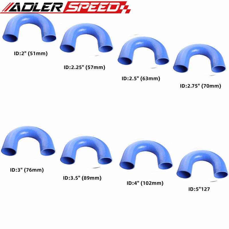 ID 51mm 55mm 57mm 60mm 63mm 70mm 75mm 180 Degree Reduce Elbow General Silicone Coolant Intercooler Pipe Turbo Air Tube Hose
