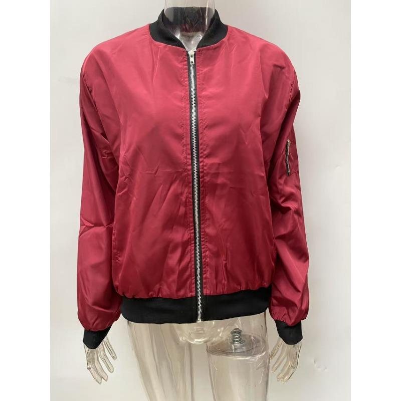Women S Casual Solid Color V Neck Long Sleeve Zip Jacket