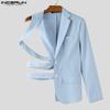 INCERUN Men One Shoulder Long Sleeve Button Cutout Bandage Blazer Irregular Coats