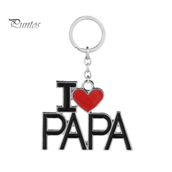 Car Bag Pendant Keychain Love Mom Dad Letter Charm Double-Sided Engraved Design Symbolic Parent-child Bond Keyring