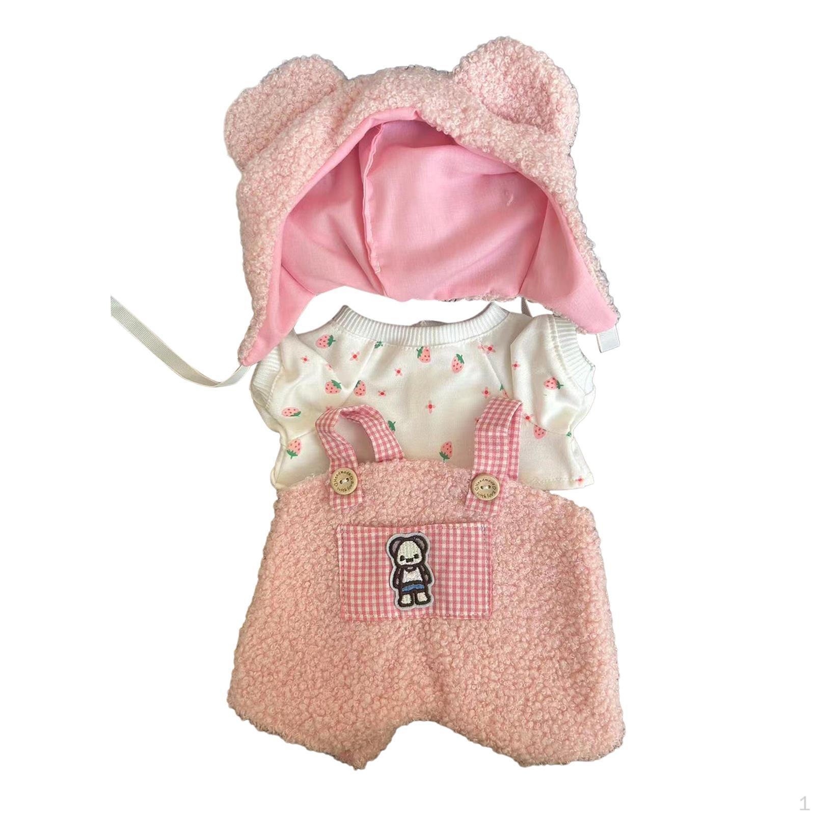 

38cm Plush Doll Clothes Shirt Overalls with Hat,Plush Accessories,Fashion, Soft Photo