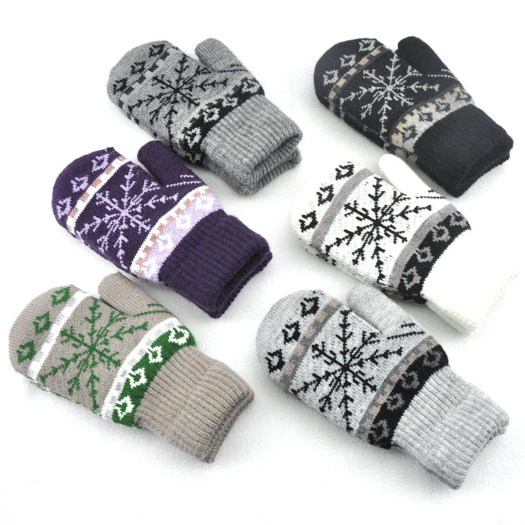 New Winter Thickened Plush Warm Snowflakes Finger Gloves For Men Women Knitted Mittens Outdoor Cycling Skiing Knitting Gloves