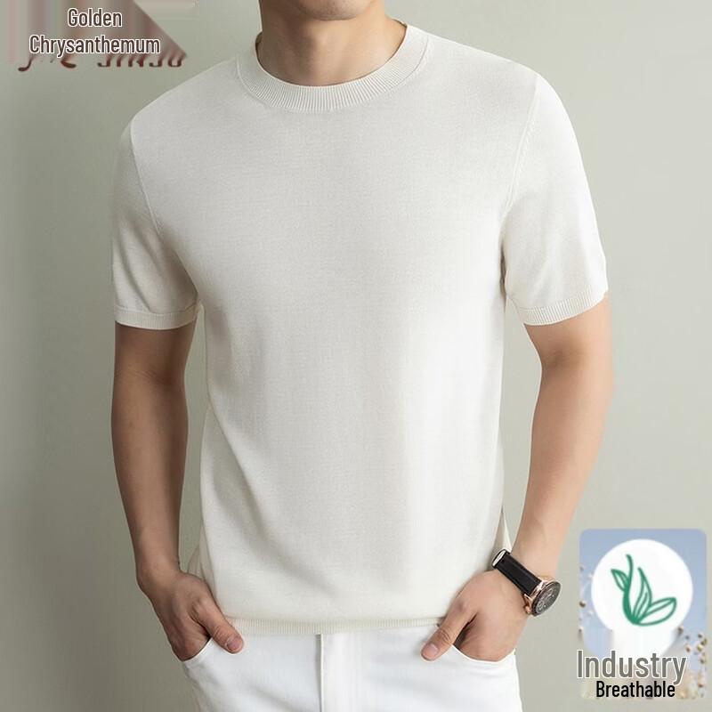 Men's Summer Linen Blend Short-Sleeve Knit T-Shirt