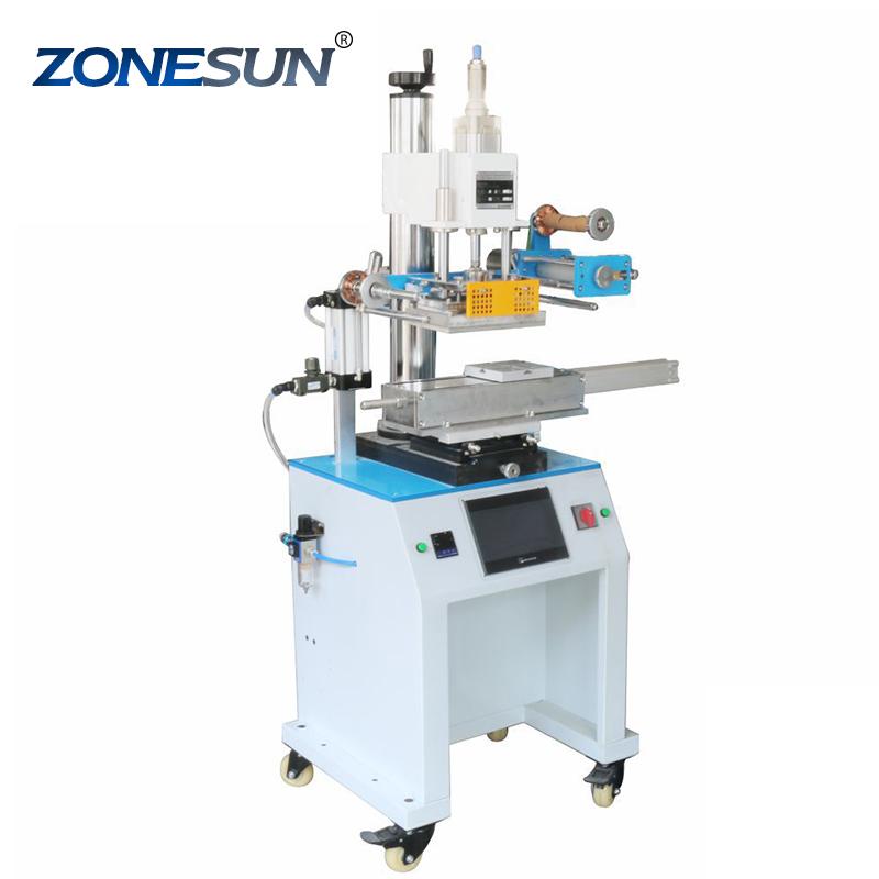 ZONESUN ZY-819R 150*230mm Round Cosmetic Bottle Leather LOGO Paper Customized Hot Foil Stamping Machine Heat Press Machine