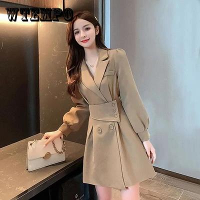 Anzug Kragen Langarm Kleid frauen Frühling und Herbst Koreanischen Stil Design Windjacke Kurzen Rock Damen A-linie Rock