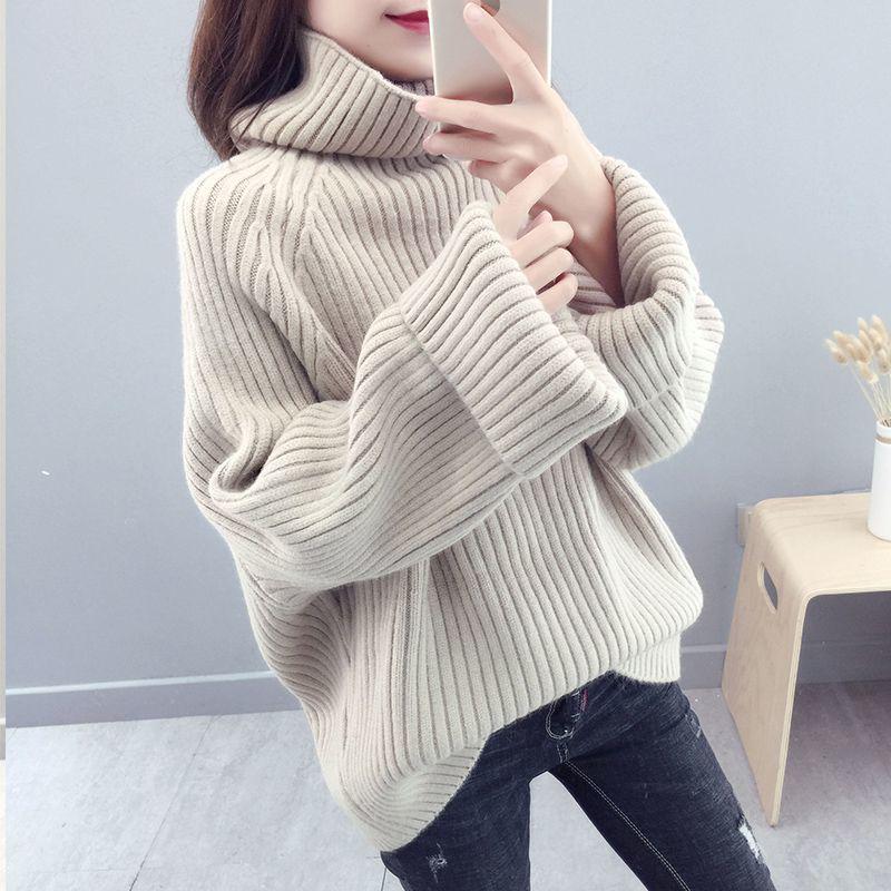 Women's Loose Korean-Style Turtleneck Sweater - 2024 Autumn/Winter Trendy Knitted Pullover