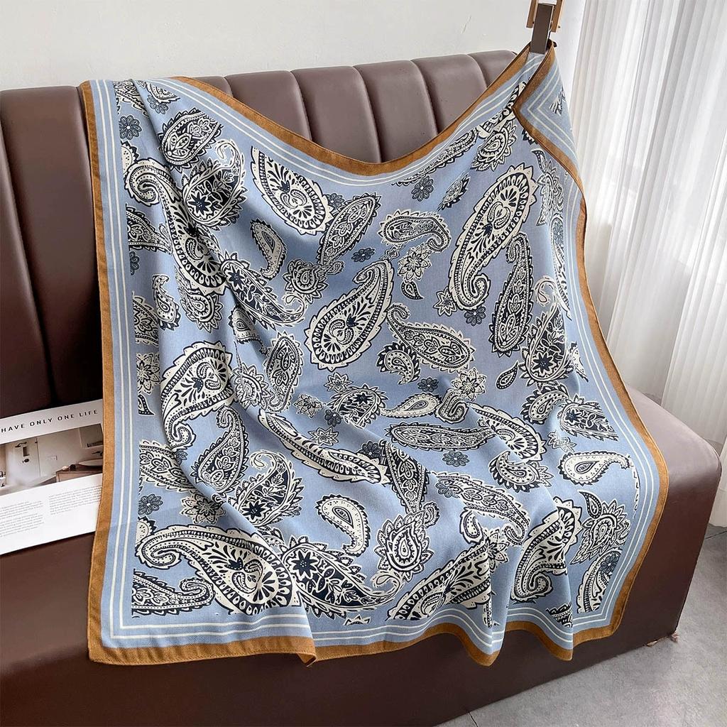 90x90cm Female Square Shawl Scarfs Flower Printed Handkerchief Scarf Women Headband Bandana Head Scarves
