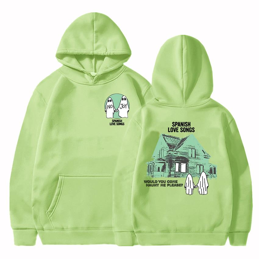 Ghost Cartoon Graphic Hoodies No Joy Spanish Love Songs Sweatshirts Ropa Mujer Sudaderas Kawaii Women Men Clothes Casual Hoodie