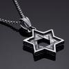 Stainless Steel Hexagram Pendant Necklace Men's Vintage Hollow Out Charms Accessories Zirconia Star Sweater Chain Jewelry