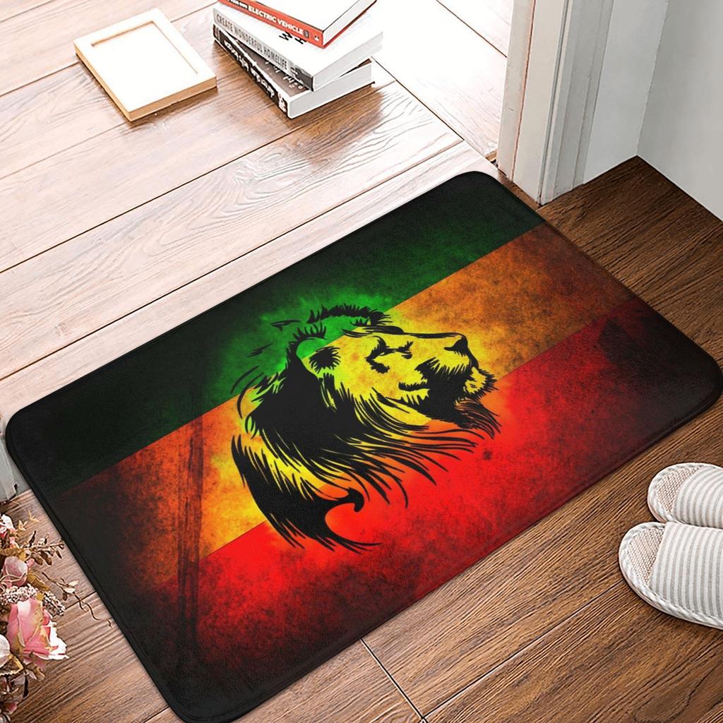 Rasta Löwe Jamaika Flagge Fußmatte Anti-Rutsch Außen Schnelltrocknend Jamaikanischer Reggae Fußmatte Boden Badezimmer Eingang Teppich Teppich