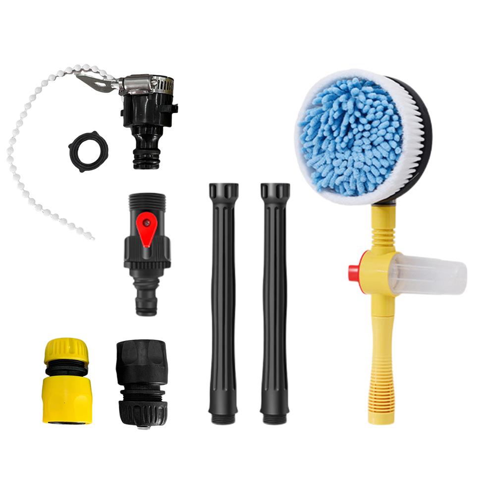 Car Rotary Wash Brush Long Handle Automatic Rotating Brushes Chenille Spray Foam Rotating Brush for Vehicle Cleaning Maintenance