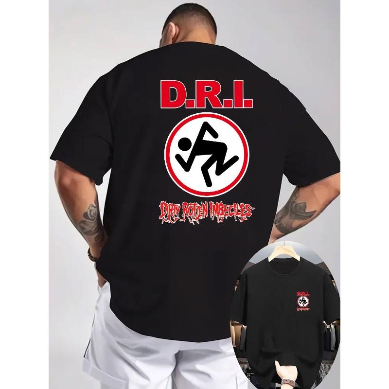 

European Size Men S T-Shirt, D.R.I. Band Grunge Rock Tee - A Black, Casual Crew Neck Shirt with a Graphic on The Back And a Logo on The Front 4XL чорний