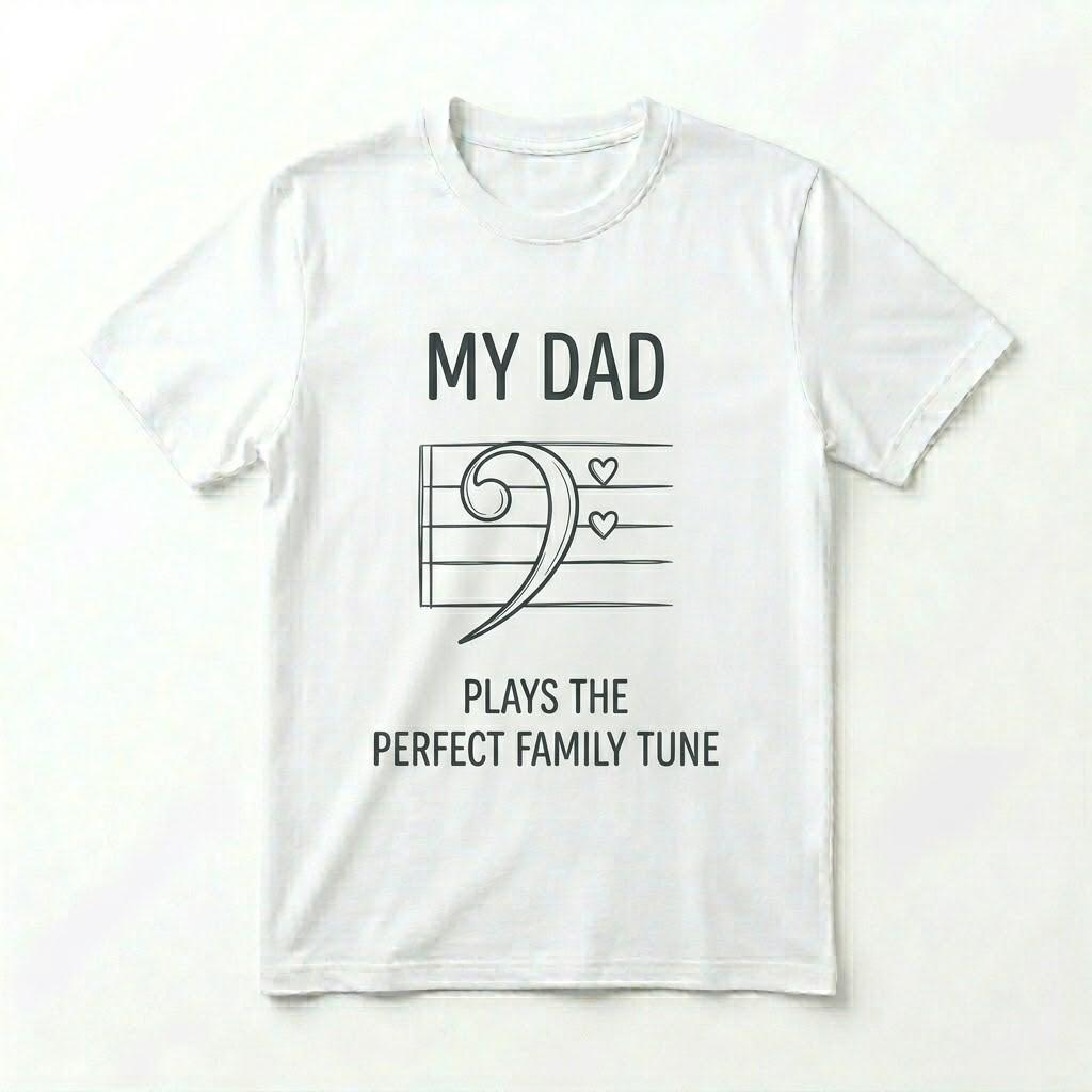 My Dad Plays The Perfect Family Tune T-Shirt Music Bassist Father's Day Gift Tee