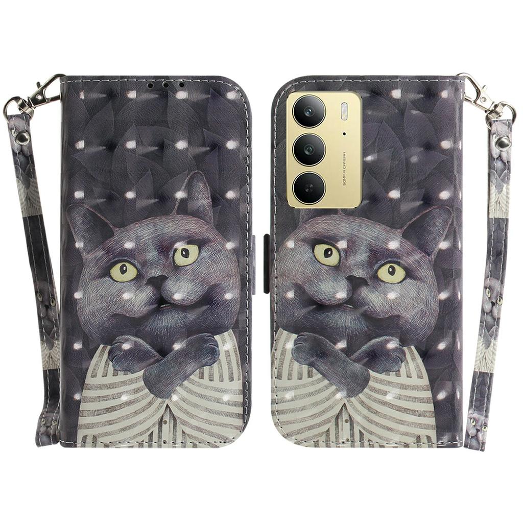 Für Realme C75 4G Hülle Musterdruck Leder Brieftasche Handyhülle mit Handschlaufe