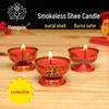 New Year Prosperity Ghee Candle with Smokeless Metal Holder for Everlasting Light In Buddhist Temple