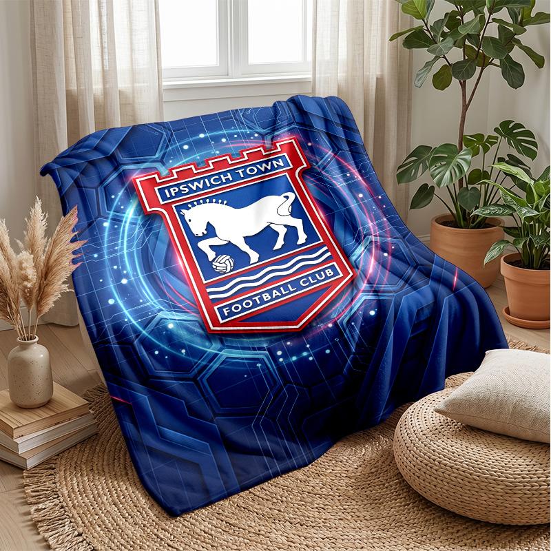 Ipswich Town Football Print Flannel Blanket, Soft Warm Lightweight Throw Blanket for Sofa Bed Camping