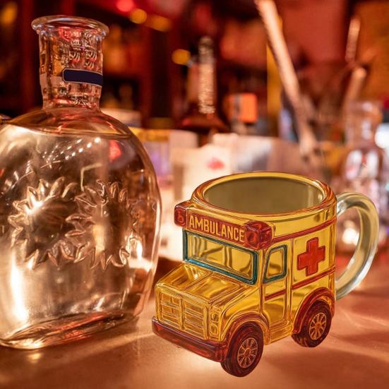 Taza de Vidrio con Forma de Autobús Escolar Yousheng 10oz Taza para Beber Novedosa para Niños Coleccionistas Contenedor de Bebidas Divertido con Tema de Vehículos