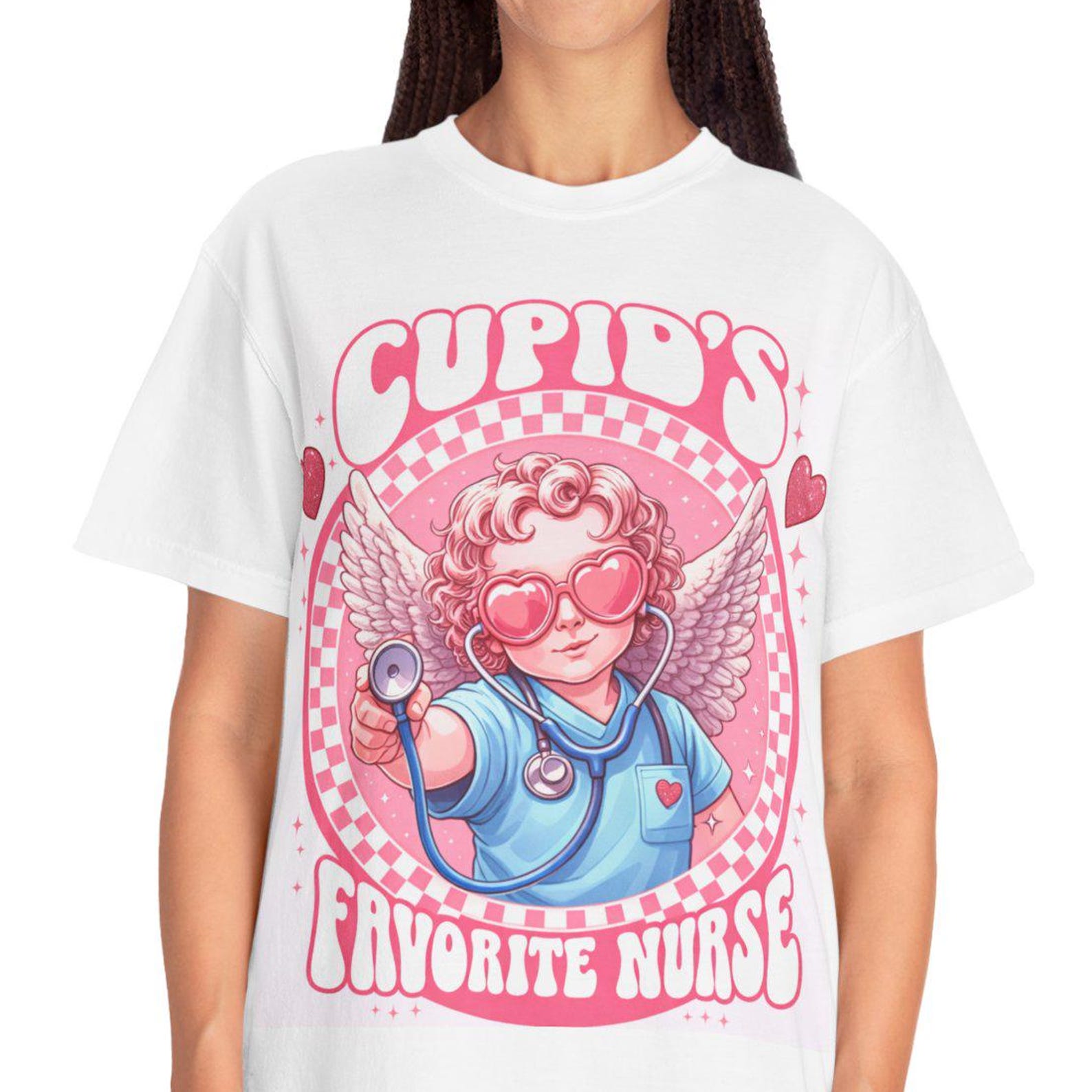 Cupid s Favorite Nurse T-Shirt | Nurse Cupid Graphic Tee M