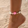 Soft Pottery Egg Flower Shell Hand-woven Necklace Bracelet Anklet Set Pink Beach Wind 18 Hours Delivery