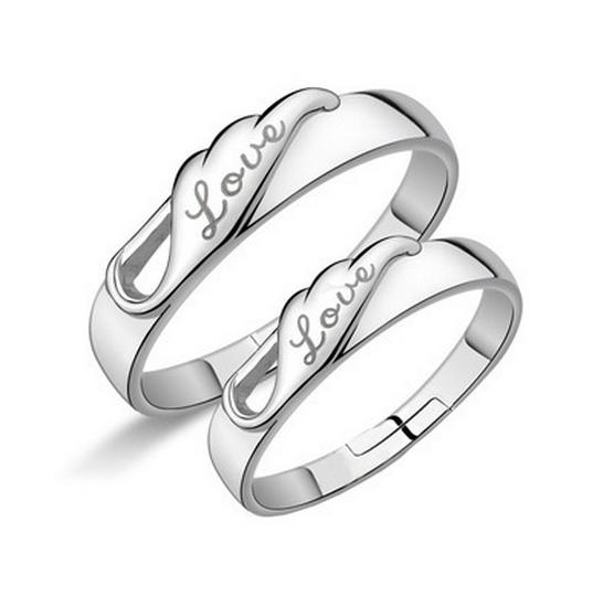 European & American Silver-Plated Zircon Wedding Rings - Korean Style Open Couple Rings for Women