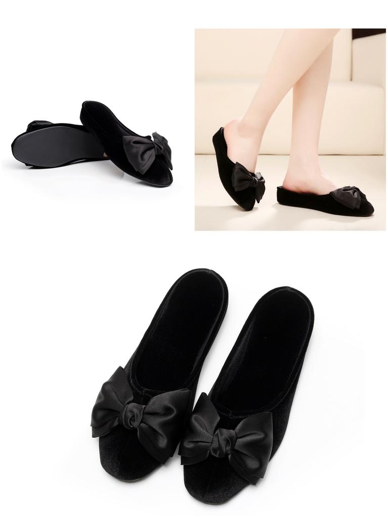 Portable Heeled Slippers with Storage Bag for Entrance and Class 4cm Heel to [MOON ROOM] Graduations, Ceremonies, Visits, (M (up approx. 23.5cm),