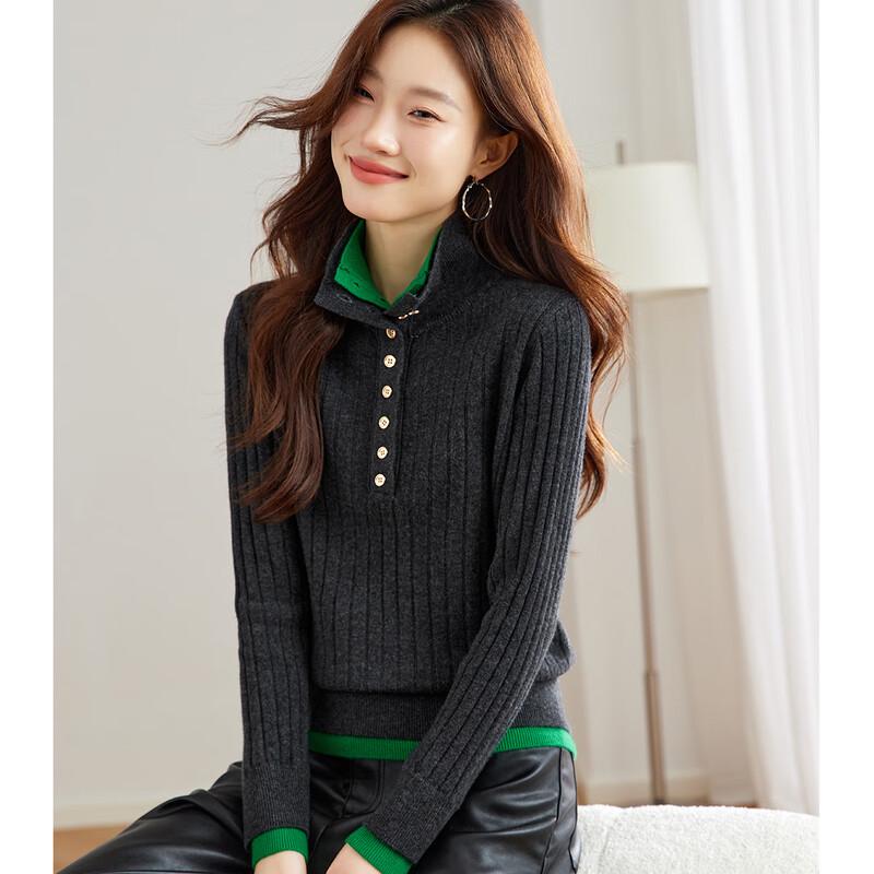 

Srcr Women s Faux Two-Piece 100% Wool Sweater XL