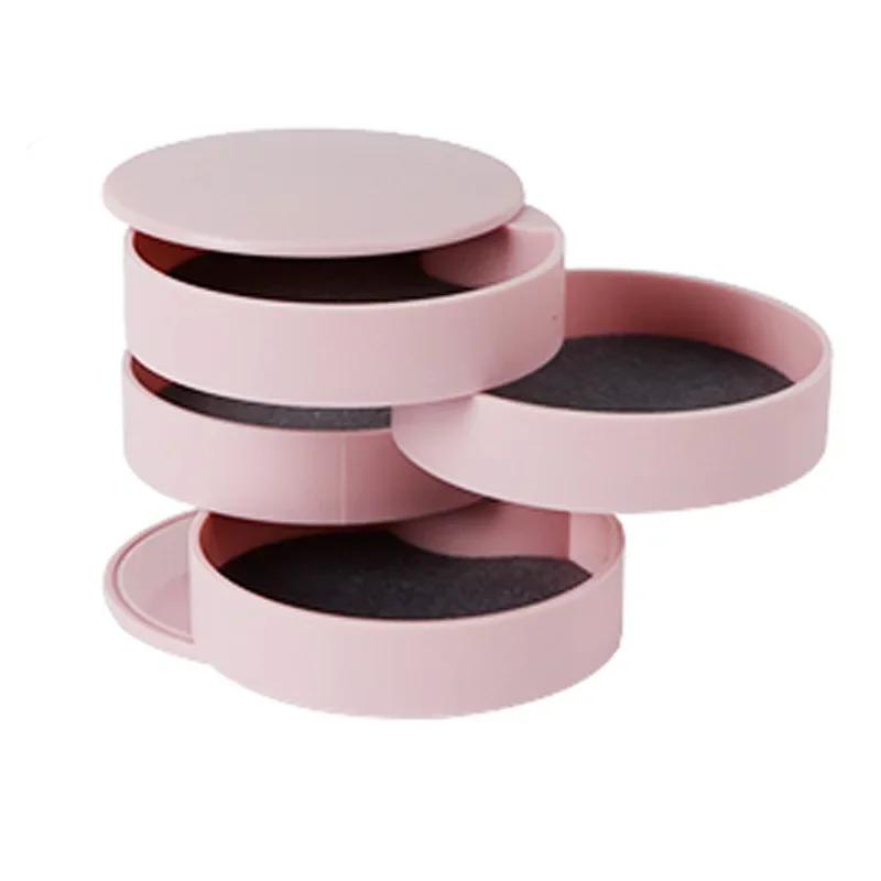 Women's Jewellery Holder, 4-Layer Rotating Design with Lid, Desktop Storage Box for Rings, Bracelets, Earrings and Necklaces