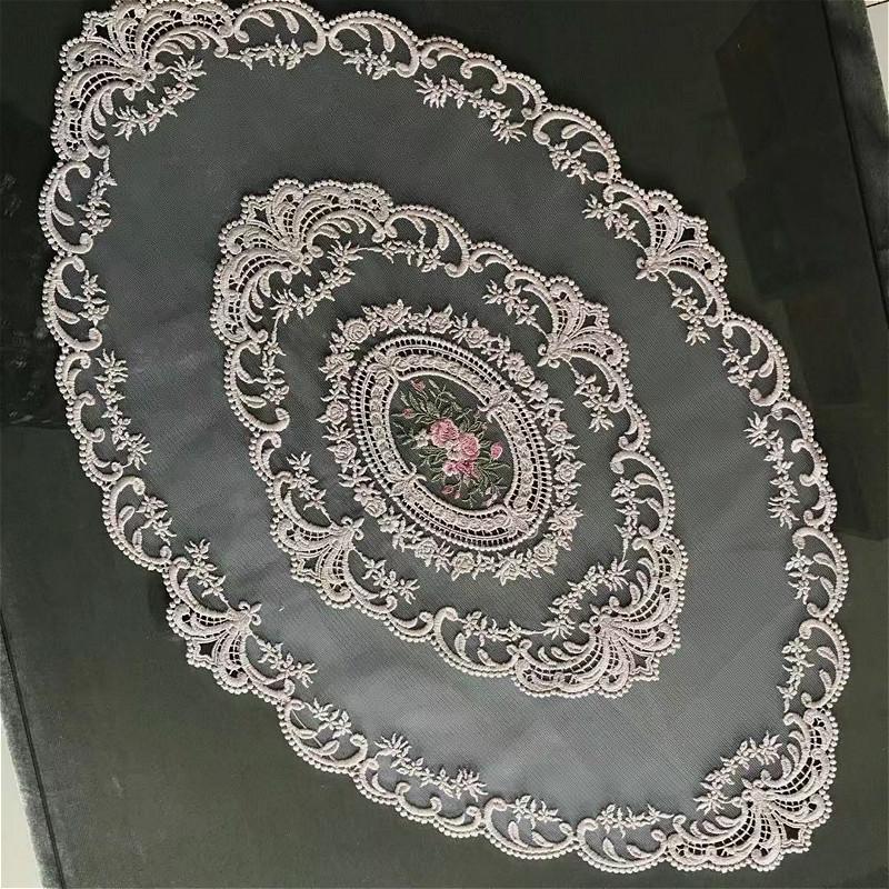 European Transparent Lace Oval Tablecloth Living Room Study Bedroom Coffee Table Cloth Hotel Villa Banquet Party Decoration