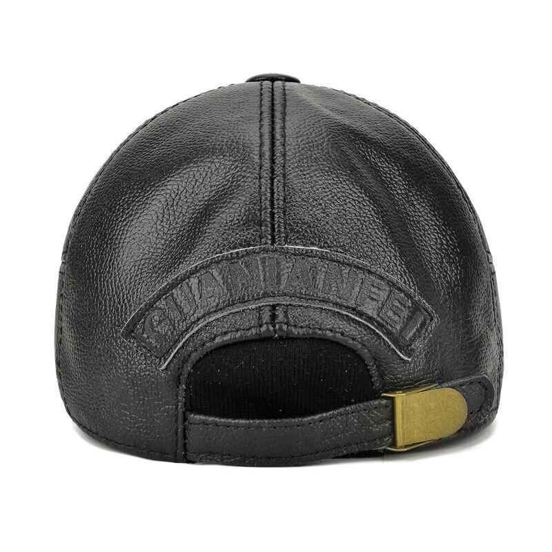 Northwood Genuine Leather Berets with Earflaps Winter Visors Hat Cow Berets Cap Thick Warm Peaked Cap Men for Adult