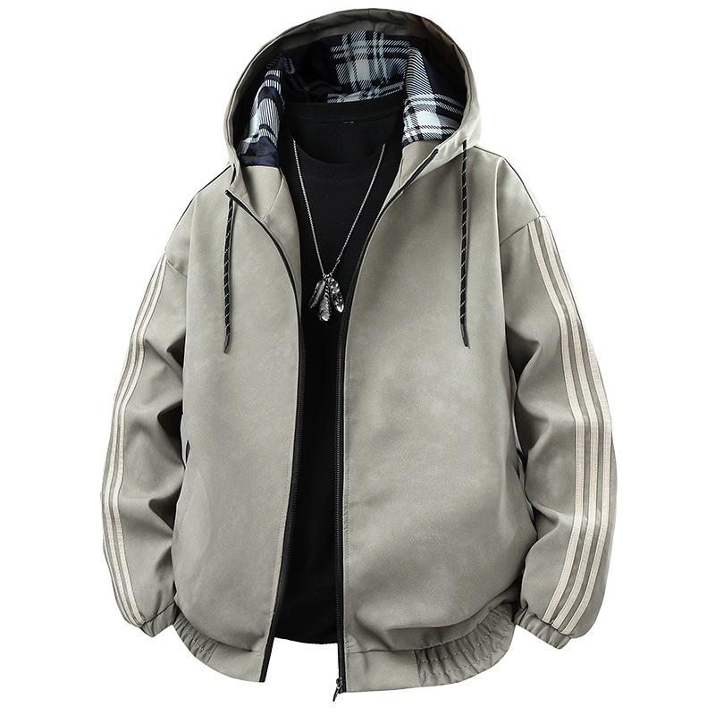 

Ретро куртка с капюшоном Куртка Мужская Весенне-осенняя Новая Кожаная куртка Красивая Свободная Парная Верхняя одежда 3XL