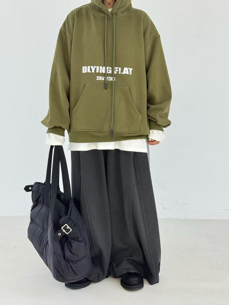 Becabeau Winter Korean-Style Loose Plus-Size Casual Letter Hooded Fleece Sweatshirt