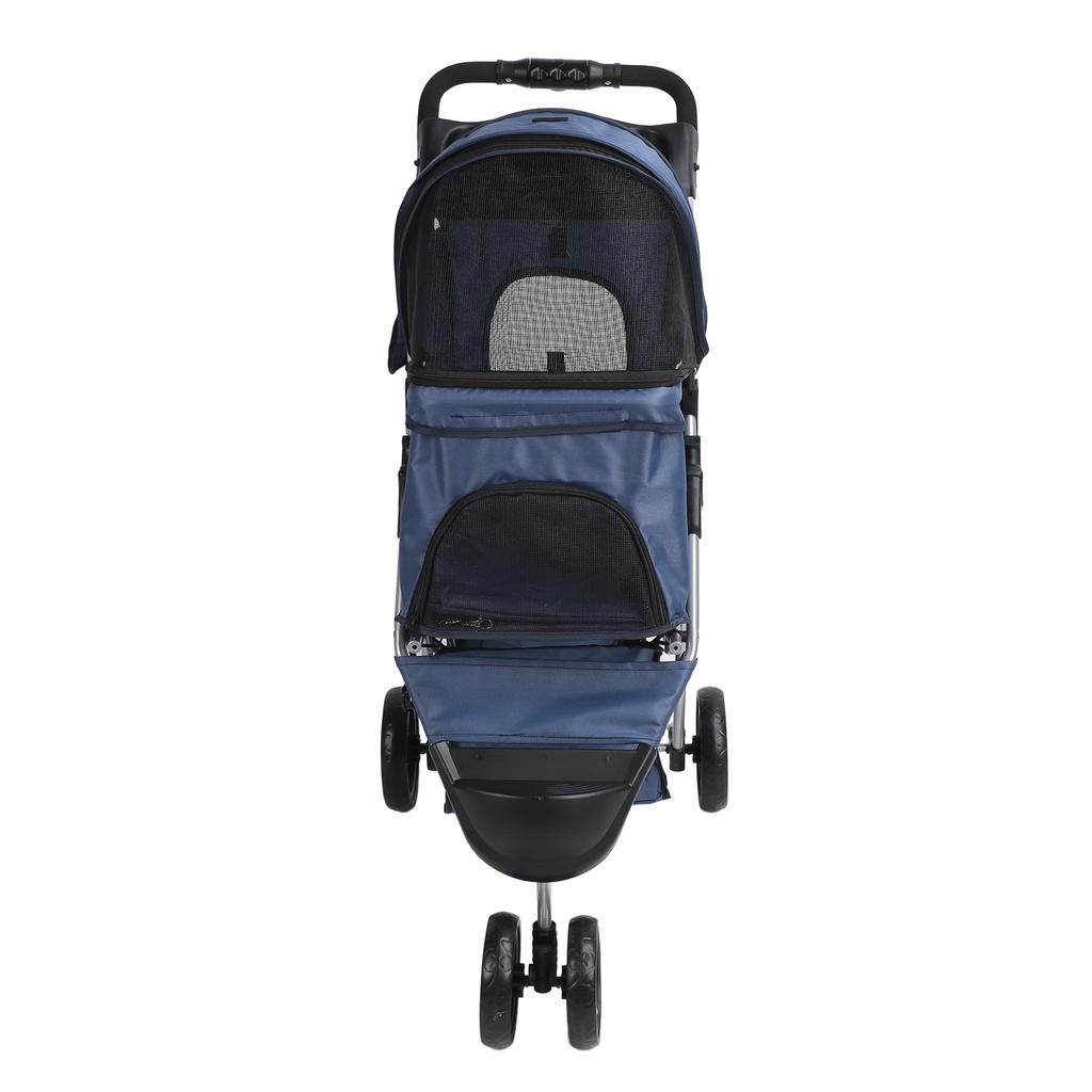 Pet Stroller Foldable Breathable Visible Mesh Dog Cat Carrier Cart with Storage Basket and Cup Holder for Outdoor