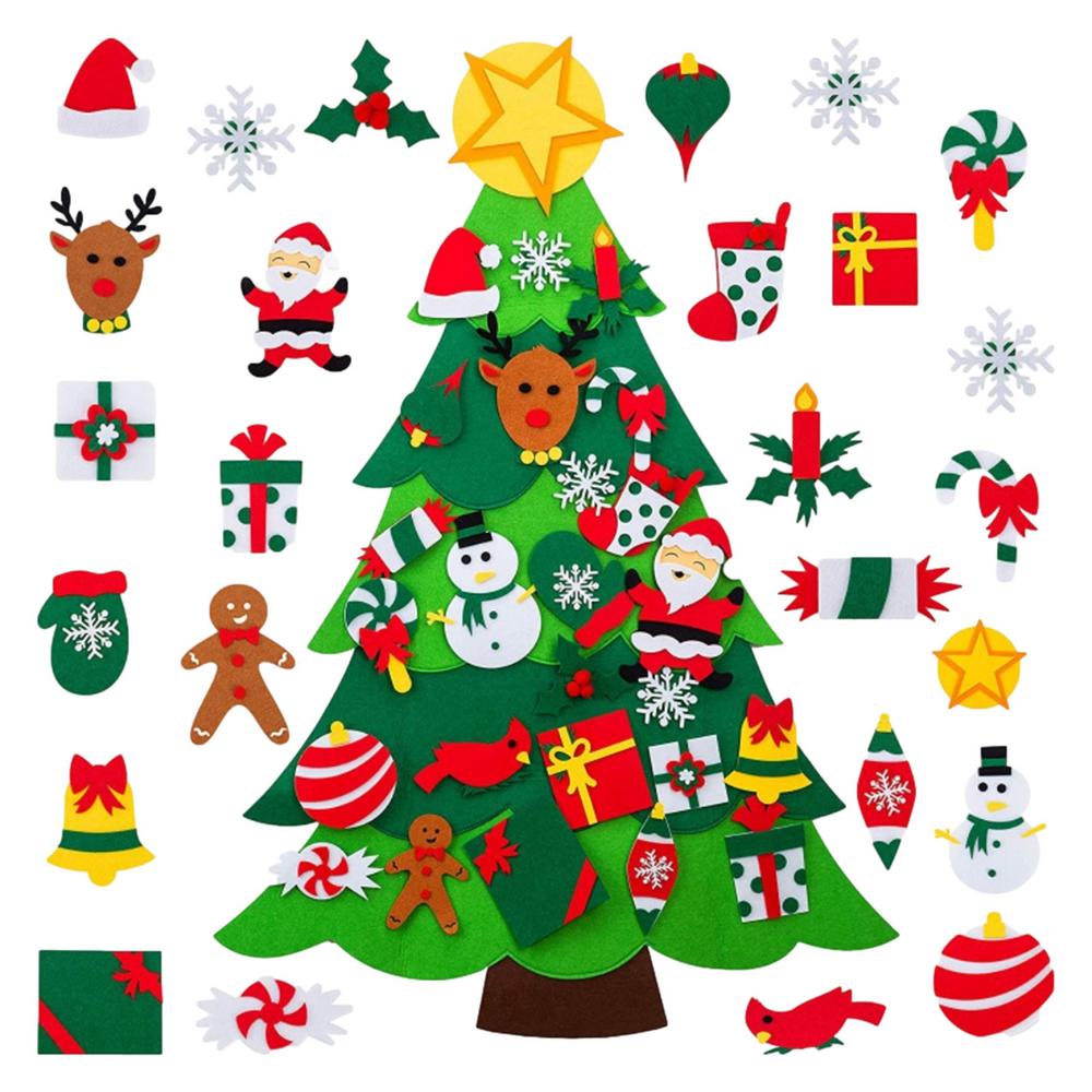 DIY Felt Christmas Advent Calendar Christmas Tree Calendar With Pockets Kids Wall Hanging Gift for Christmas Home Decoration