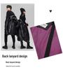 2024 Unisex Extra Long Hooded Black Cotton Jacket - Color Block Thickened Winter Coat