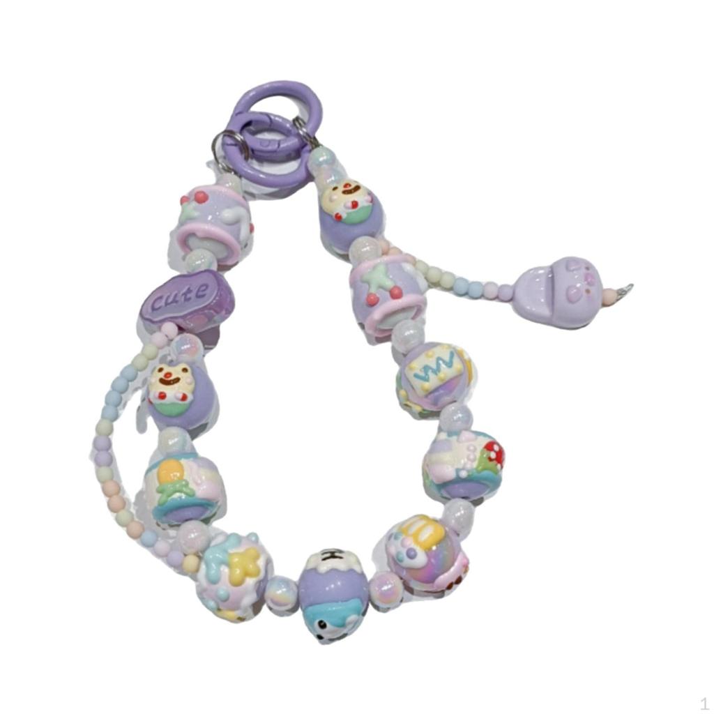 Beaded Keychain Bracelet Key Ring Decorative Women Party Favors Wristlet Hanging Ornament Keyring