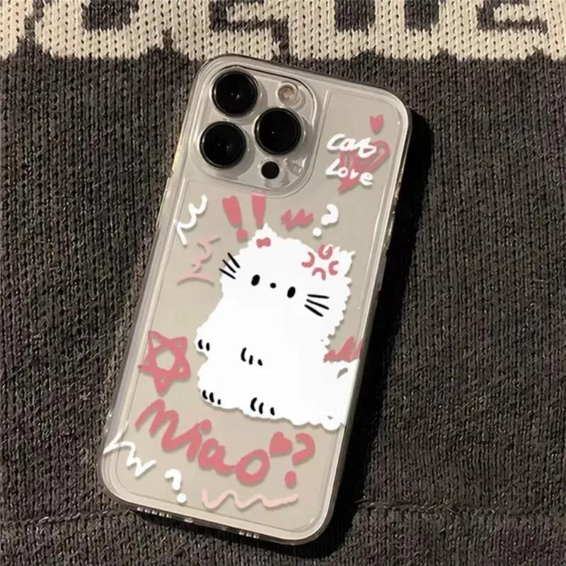 Cute Cartoon Cat Dog Couple Phone Case For iPhone 17 16 15 11 12 14 13 Pro Max Mini XS XR 7 Plus 17E Air Shockproof Cover Fundas