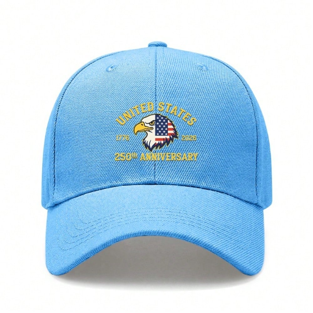 [Patriotic Baseball Cap] 2026 USA 250Th Anniversary Eagle Print Black Polyester Adjustable Hat Casual Outdoor Sports Patriotic Holiday Gift For