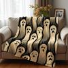 Grunge Ghost Grid Soft Flannel Blanket Breathable Warm Throw for Office Car Sofa Kids Room Birthday Xmas Gift