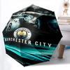 Man City pattern, automatic folding umbrella, portable and foldable design, 8 ribs, a Christmas or birthday gift.