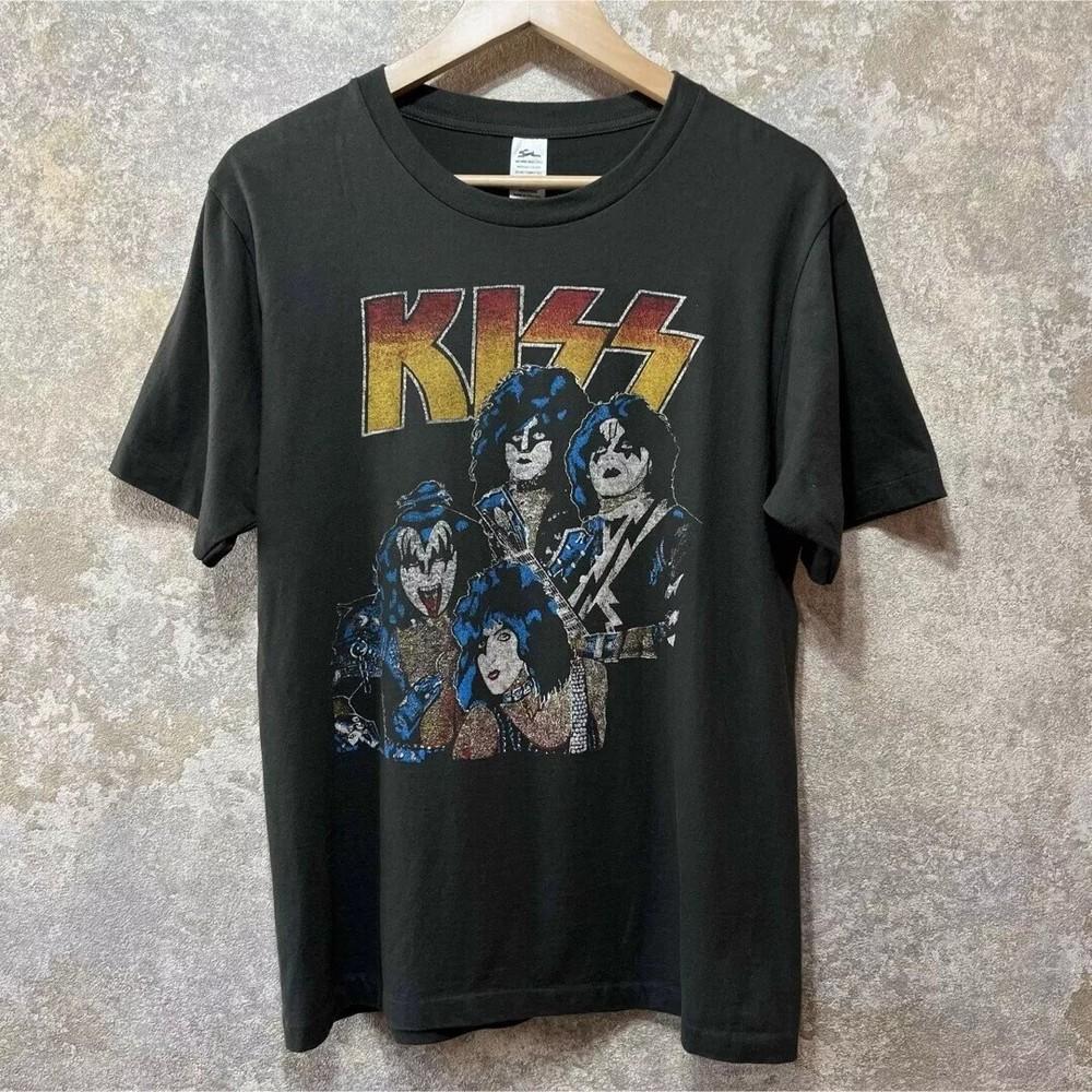 

Репринт Kiss Хэви-метал группа Редкая черная унисекс футболка Классический стиль Унисекс футболка XXXL