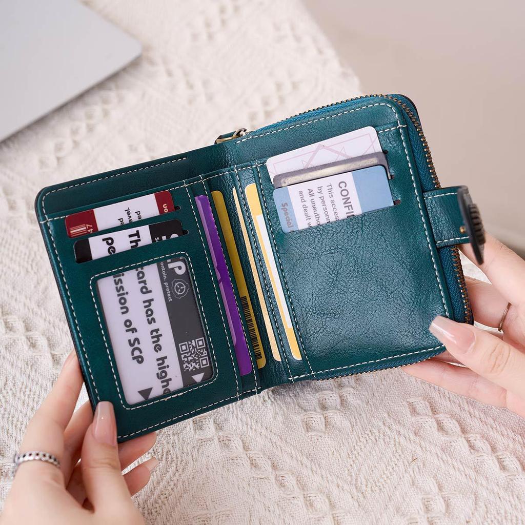 2025 Fashion Women's Cutout Short Wallet with Large Capacity Zipper Coin Purse and Retro Card Holder