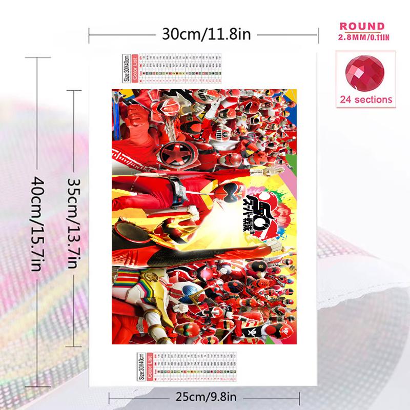 Super Sentai Hero Squad Pattern  3pcs 100% Round Full Drill 5D DIY Diamond Painting Embroidery Cross Stitch Rhinestone Décor