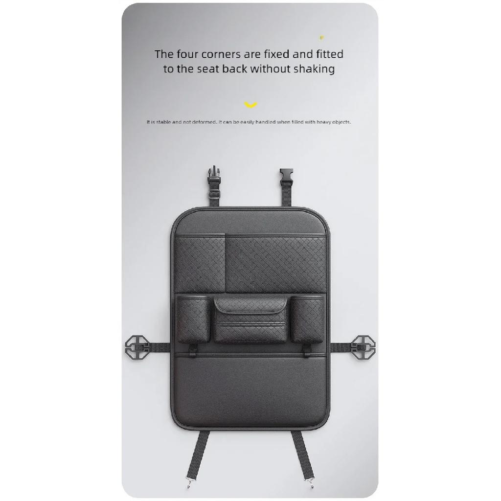 Multi-functional Car Seat Back Organizer High-Capacity Multi-Pocket Backseat Storage Bag Wear-Resistant Anti Kick Mat