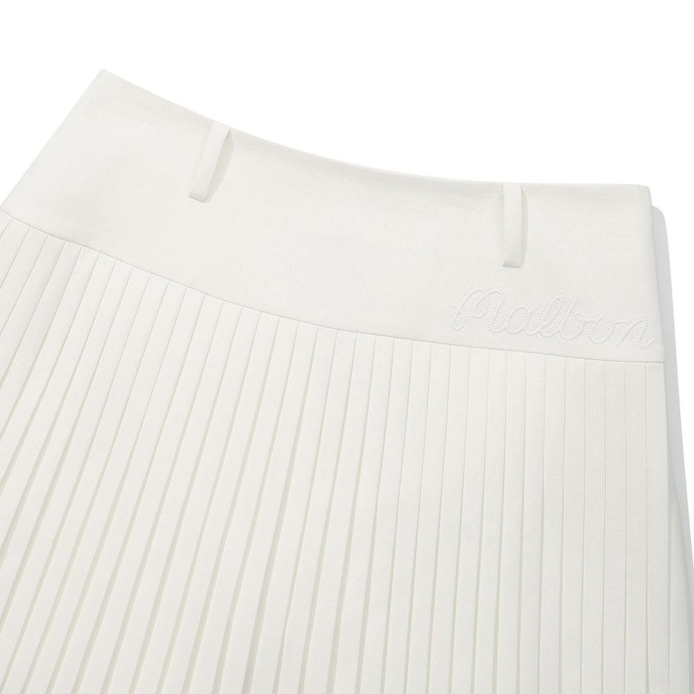 MALBON GOLF Women'S Wide Waistband Fine Pleated Skirt Off White (Woman)