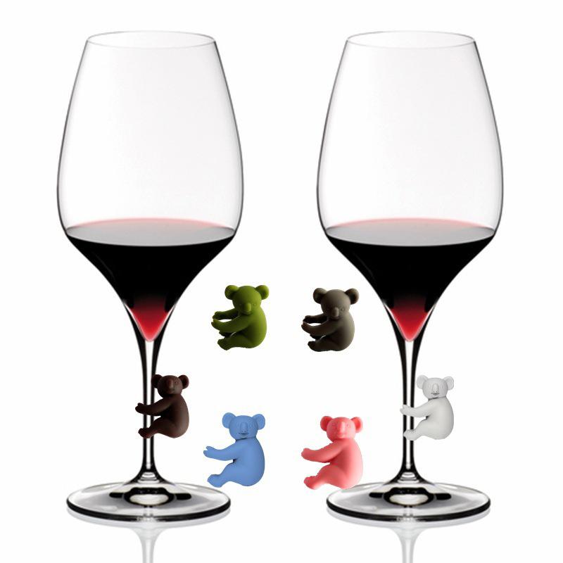 Koala Shape Silicone Label Wine Glass Recognizer Drinking Glass Identification Labels Tag Signs For Party Barware Accessories