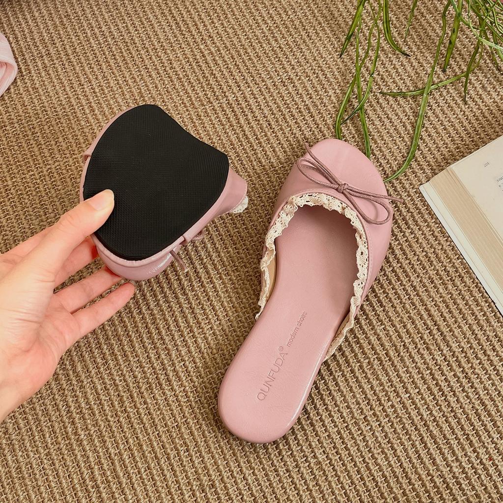 Fairy Wind Non-slip Flat-bottomed One-word Slippers for Summer Wear with Skirts and Cool Slippers