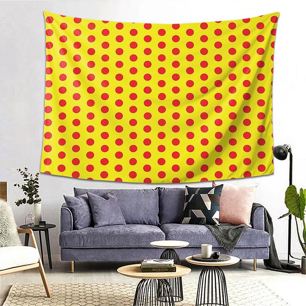 Klassisches Rot-Gelbes Polka-Dot-Muster Wandteppich Dekor Kunst Ästhetische Wandteppiche für Wohnzimmer Heimwandtuch Wandbehang