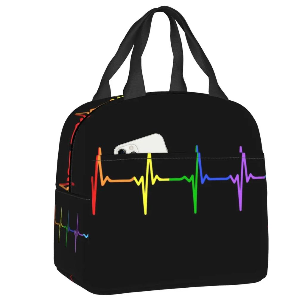 Gay Pride Flag Drip Design Insulated Lunch Bag Women Resuable LGBT Rainbow Lesbian Thermal Cooler Lunch Box Office Picnic Travel